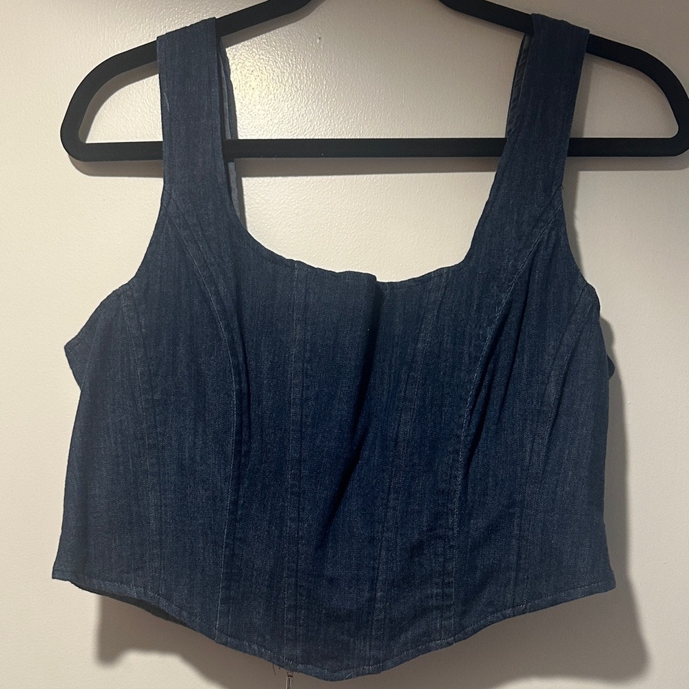 Francesca's Collections Dark Blue Denim Tank Top